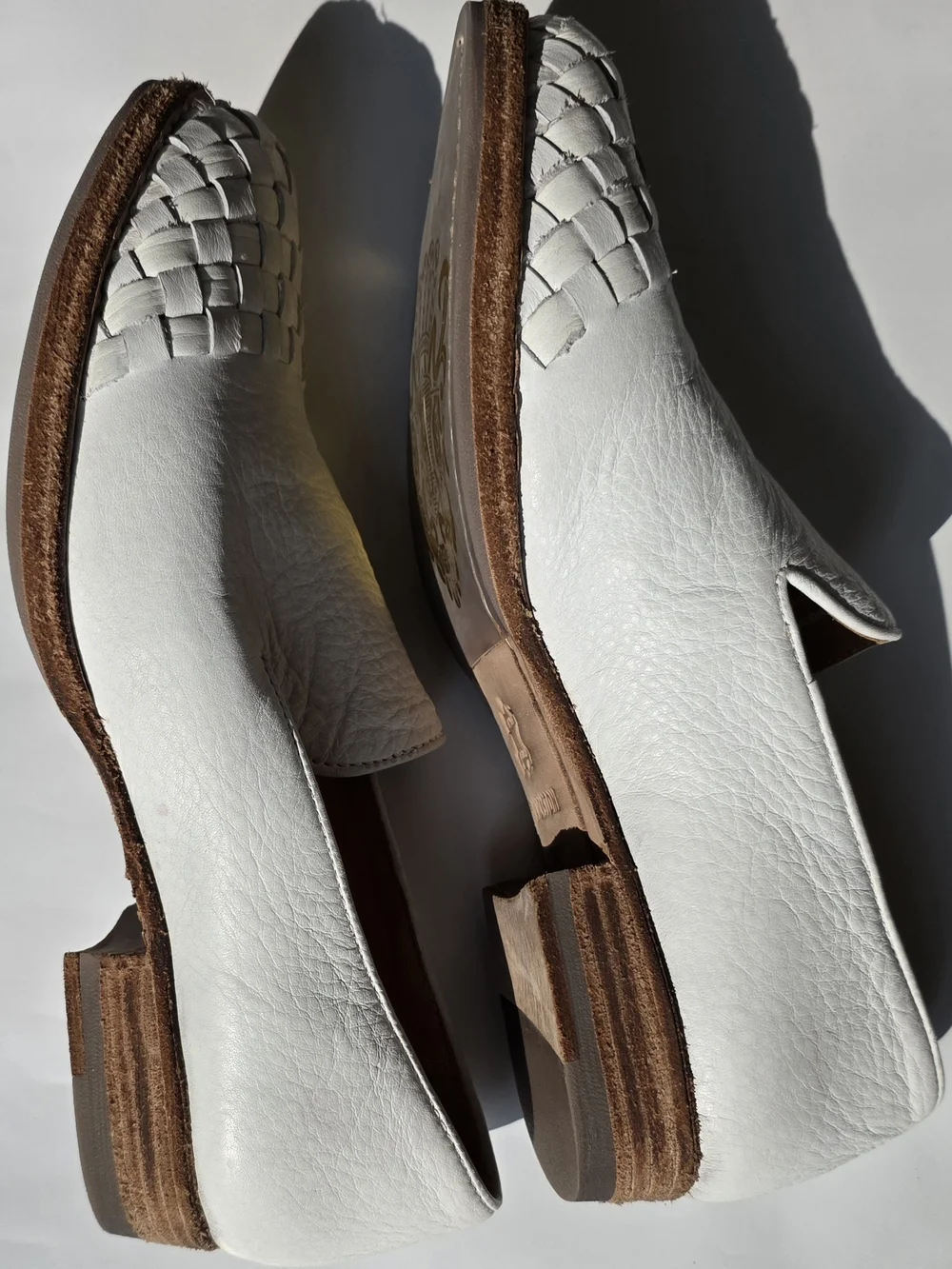 Blackstone White Woven Leather Slip-On Flats HL58